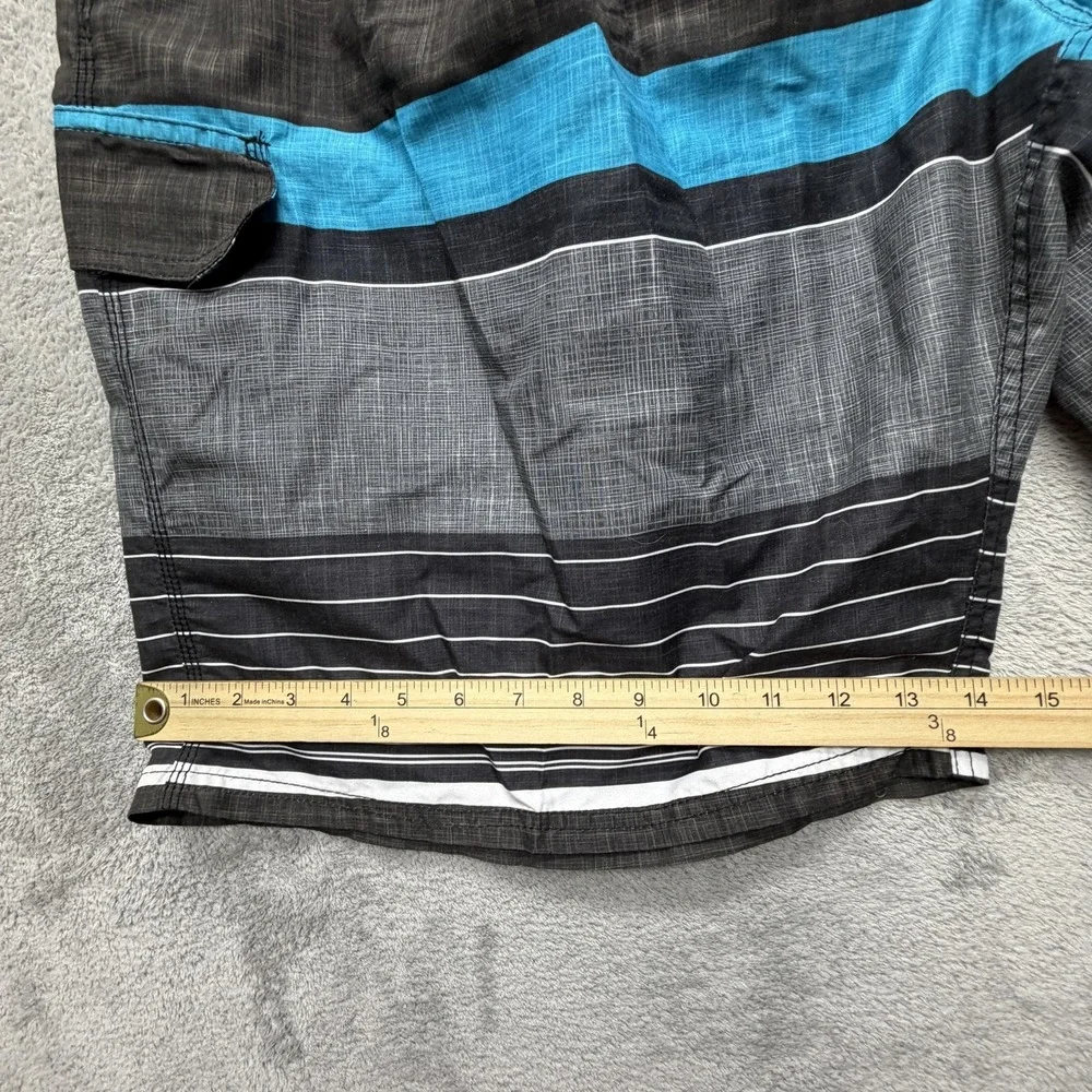 Kanu Surf Board Shorts Mens Big‎ 3X Gray Striped Built-In Brief Drawstring Lined